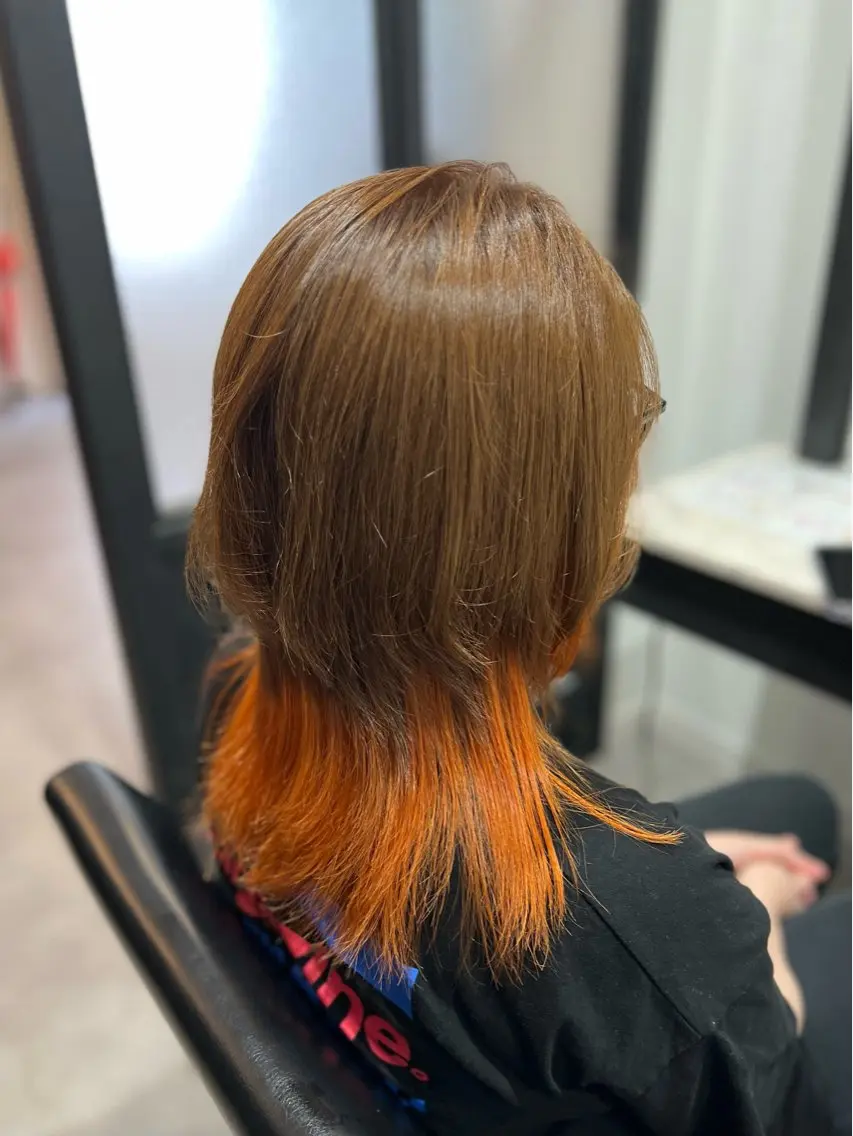 ミディアム カラー ベージュカラー オレンジ Dia ‎ アキヨシ ミユのヘアスタイル