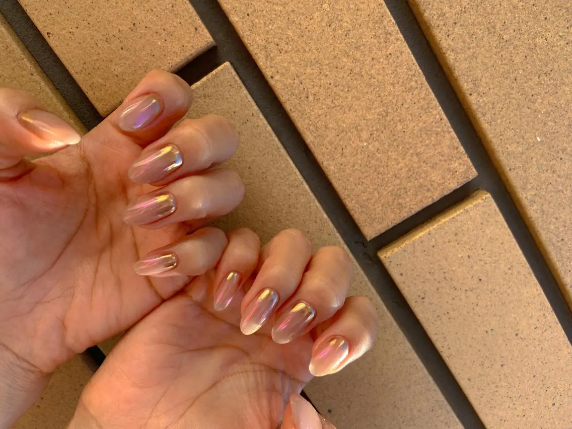 ネイル オーロラネイル カジュアル フラッシュネイル ジェルネイル ラメ(グリッター) ハンドネイル MH Nailのネイルデザイン