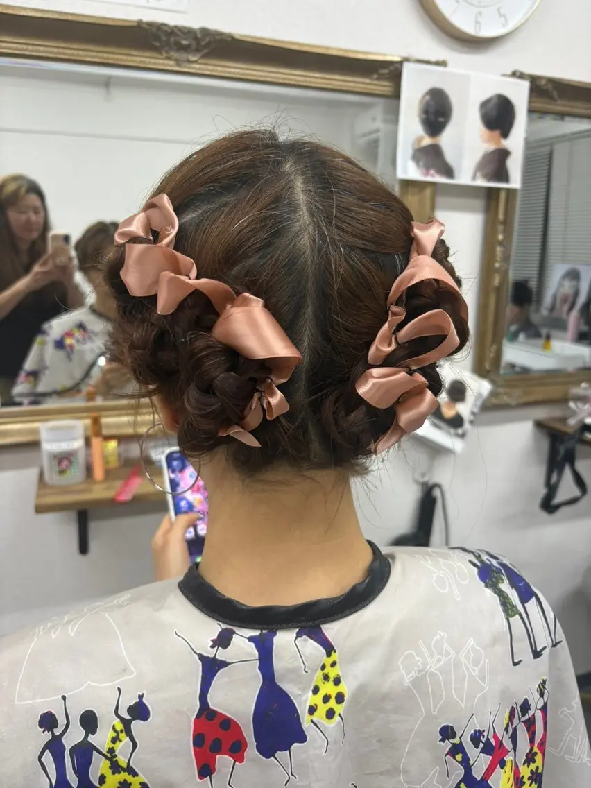 ✨️【リボンツインアレンジヘアセット】✨️ツインアレンジリボン人気ヘアセット✨️の写真