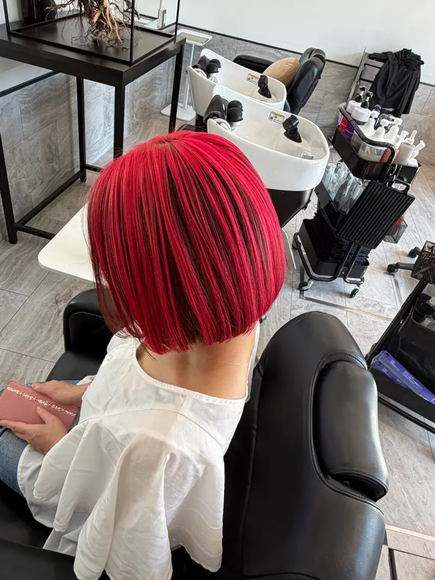 ミディアム カラー ボブ カット ヘアカラー トリートメント ブリーチ/髪質改善/ メンズ/ KOKIのヘアスタイル