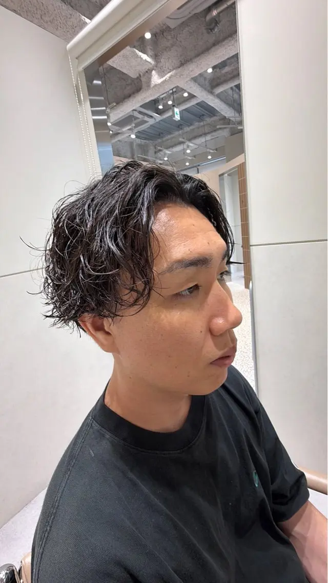 ミディアム メンズ カット パーマ ヘアセット 新宿メンズカット/ パーマ/岩田進一のヘアスタイル