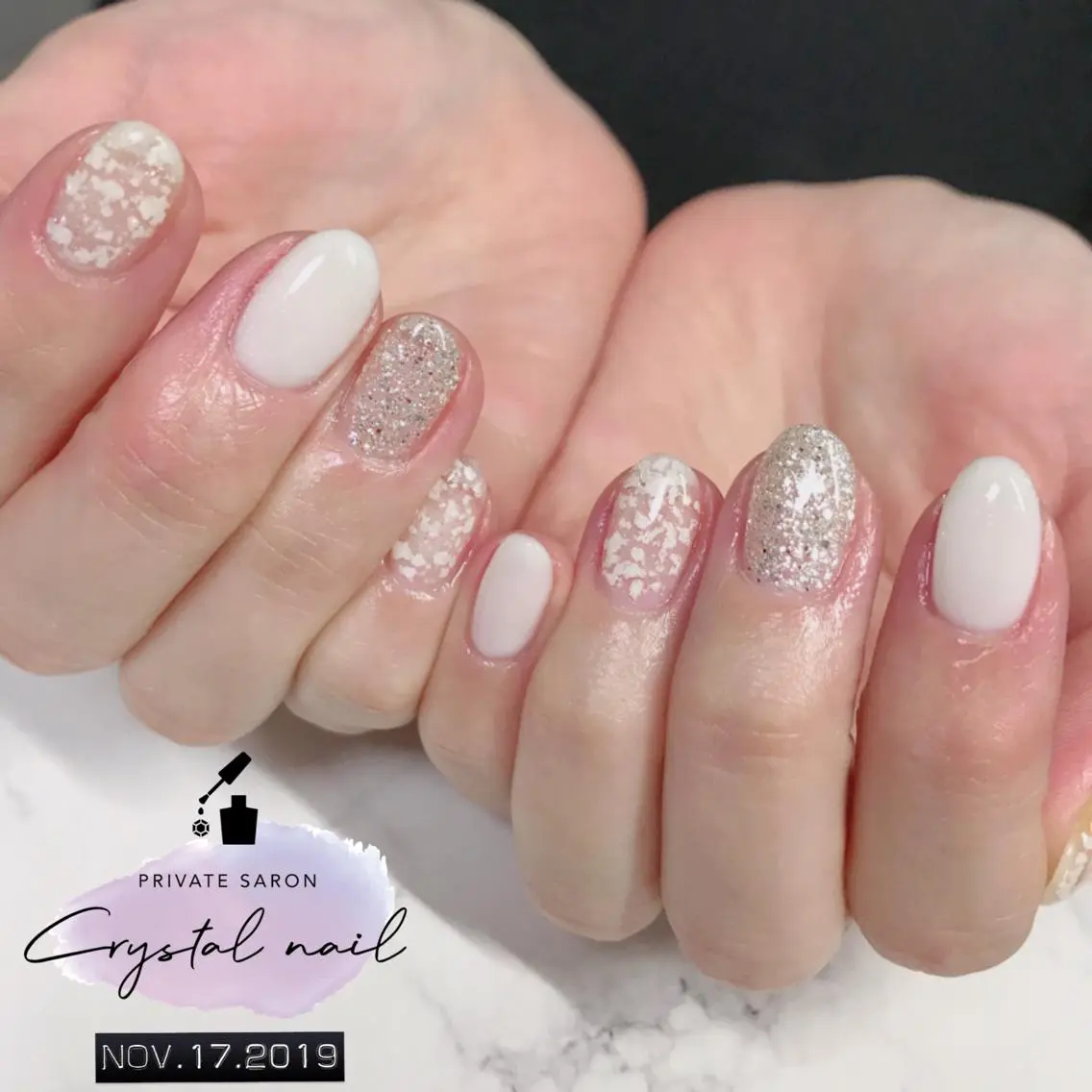 ネイル ホワイト ハンドネイル SCENERY NAILのネイルデザイン