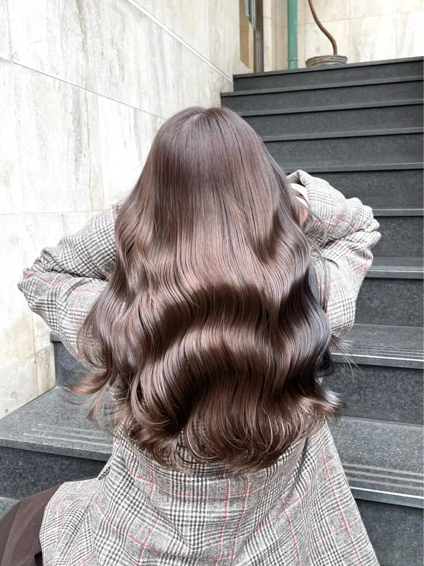ロング ピンクブラウン 顔周りカット 髪質改善 縮毛矯正 カット ヘアカラー トリートメント 前髪顔周り/艶カラ ーYudaiのヘアスタイル