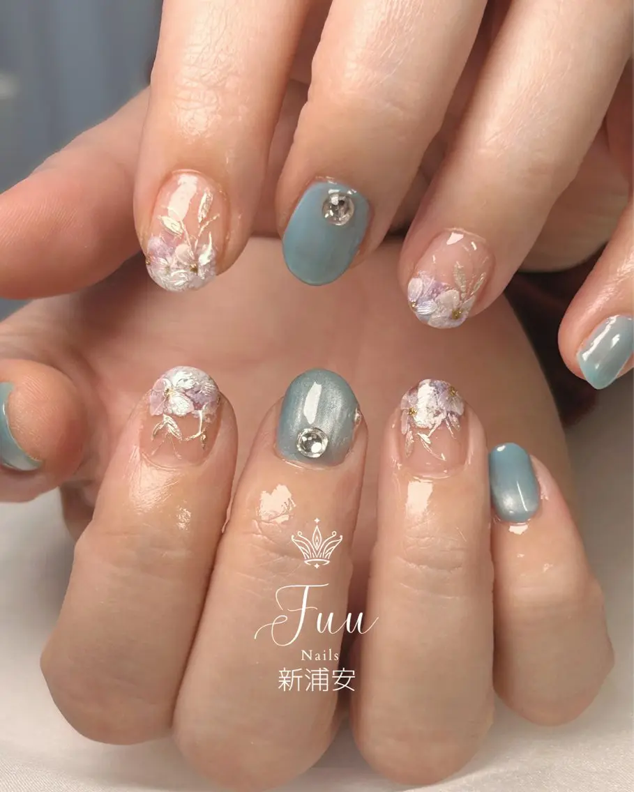 ネイル フラワーネイル マグネットネイル シンプルネイル 犬のいるネイルサロン Fuu nailsのネイルデザイン