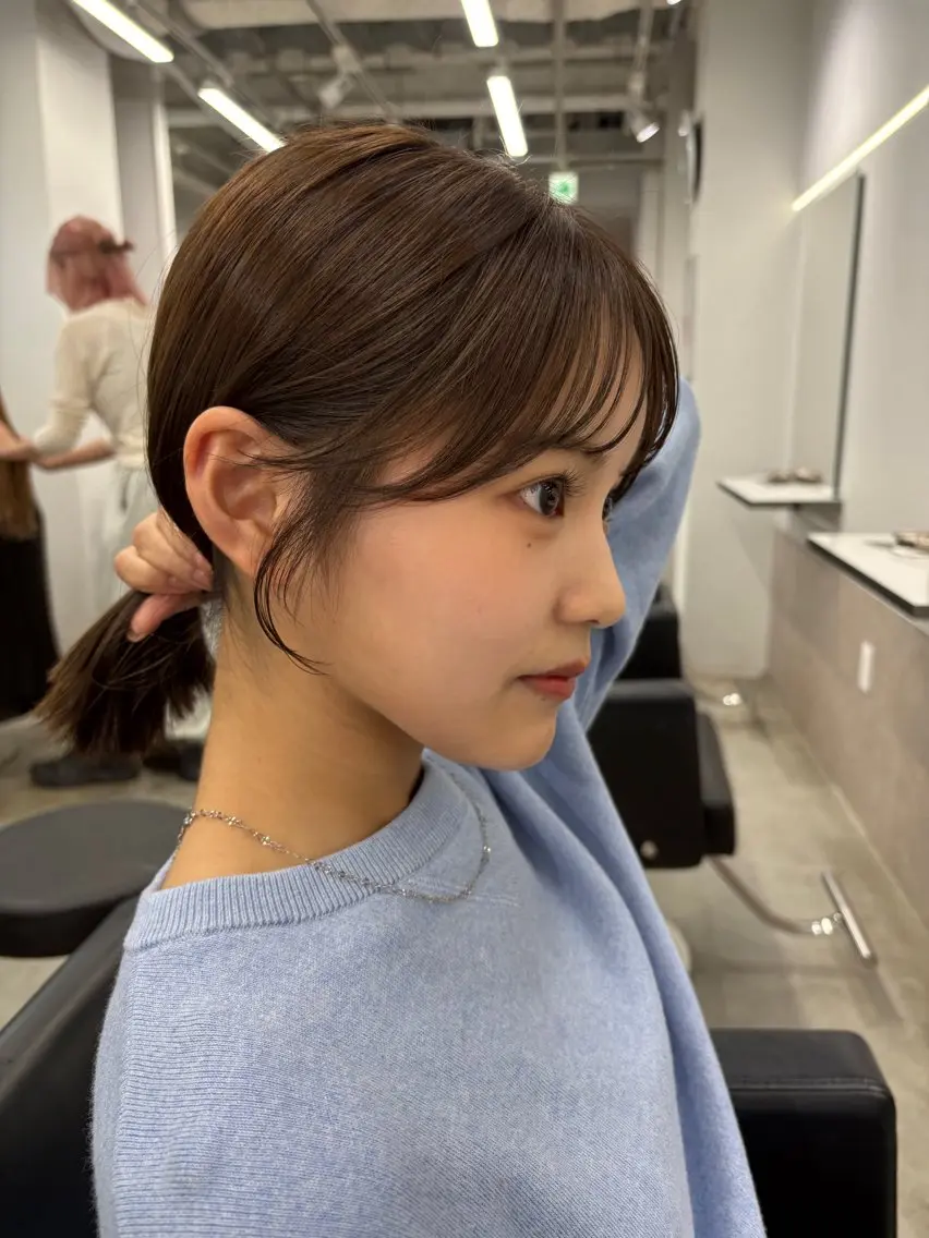 ミディアム 顔周りカット カット ヘアカラー ブリーチなし透明感 🪄aoi🤎のヘアスタイル