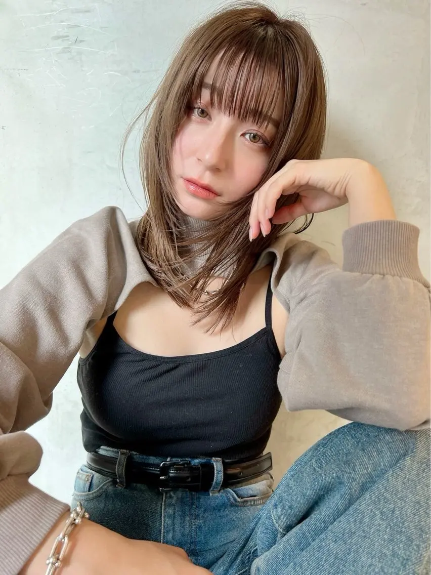 ミディアム 韓国風ヘア レイヤーカット 小顔カット カット ヘアカラー トリートメント ヘッドスパ 縮毛矯正/レイヤー taiga🐯のヘアスタイル