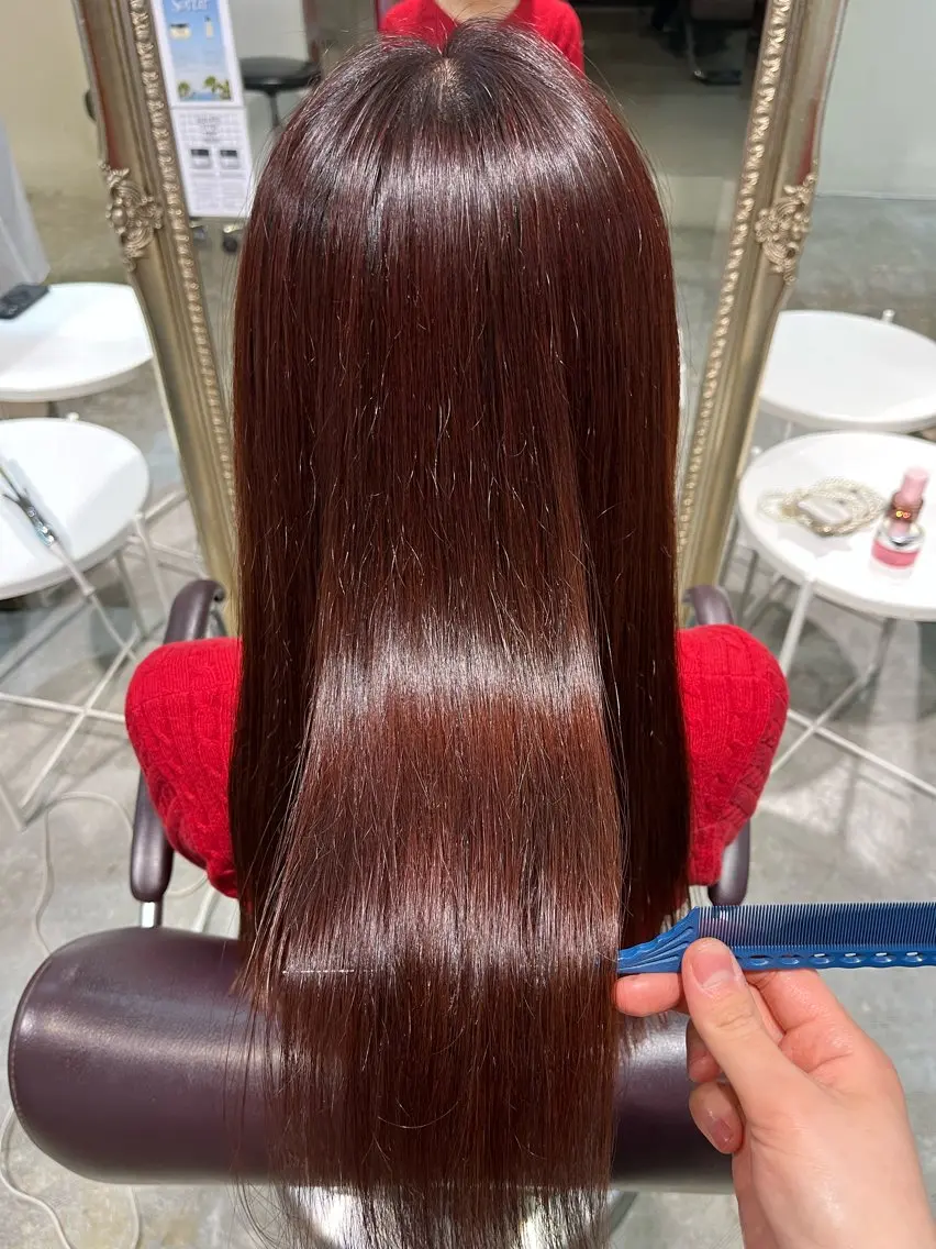 ロング カラー ヘアカラー トリートメント フェザーパーマ🌙 毛流れ yuzukiのヘアスタイル
