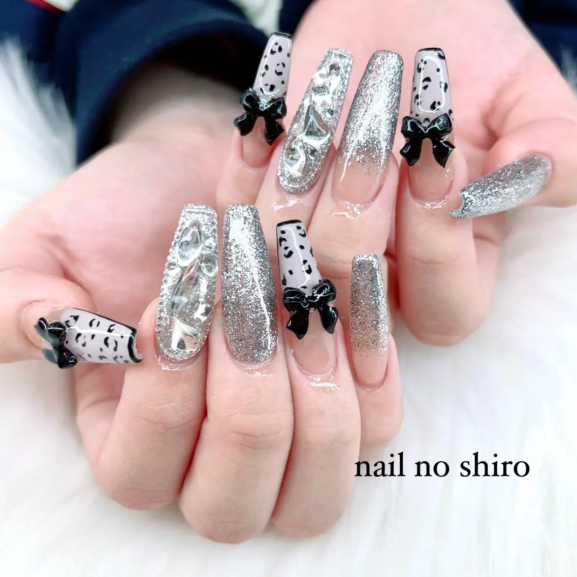 ネイル キラキラネイル ラメ(グリッター) リボン ハンドネイル nail no shiro/耳つぼのその他イメージ