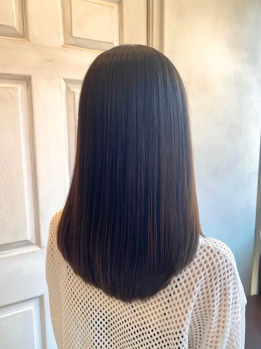 ロング 伸ばしかけ 髪質改善 縮毛矯正 酸性ストレート 縮毛矯正 千 田のヘアスタイル