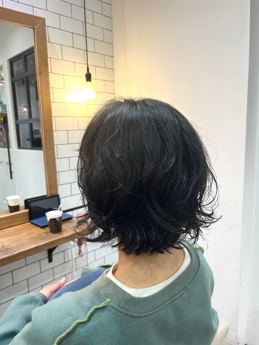 ミディアム パーマ ミディアムパーマ ボブ カットモデルさん 募集中です🎀のヘアスタイル