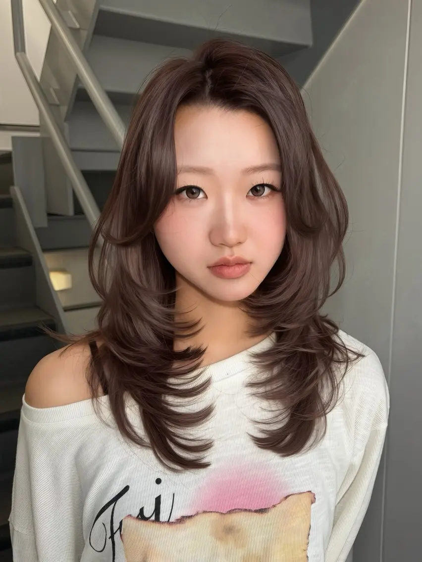 ミディアム ミディアムレイヤー ハッシュカット レイヤーカット カット ヘアカラー Senne groupのヘアスタイル