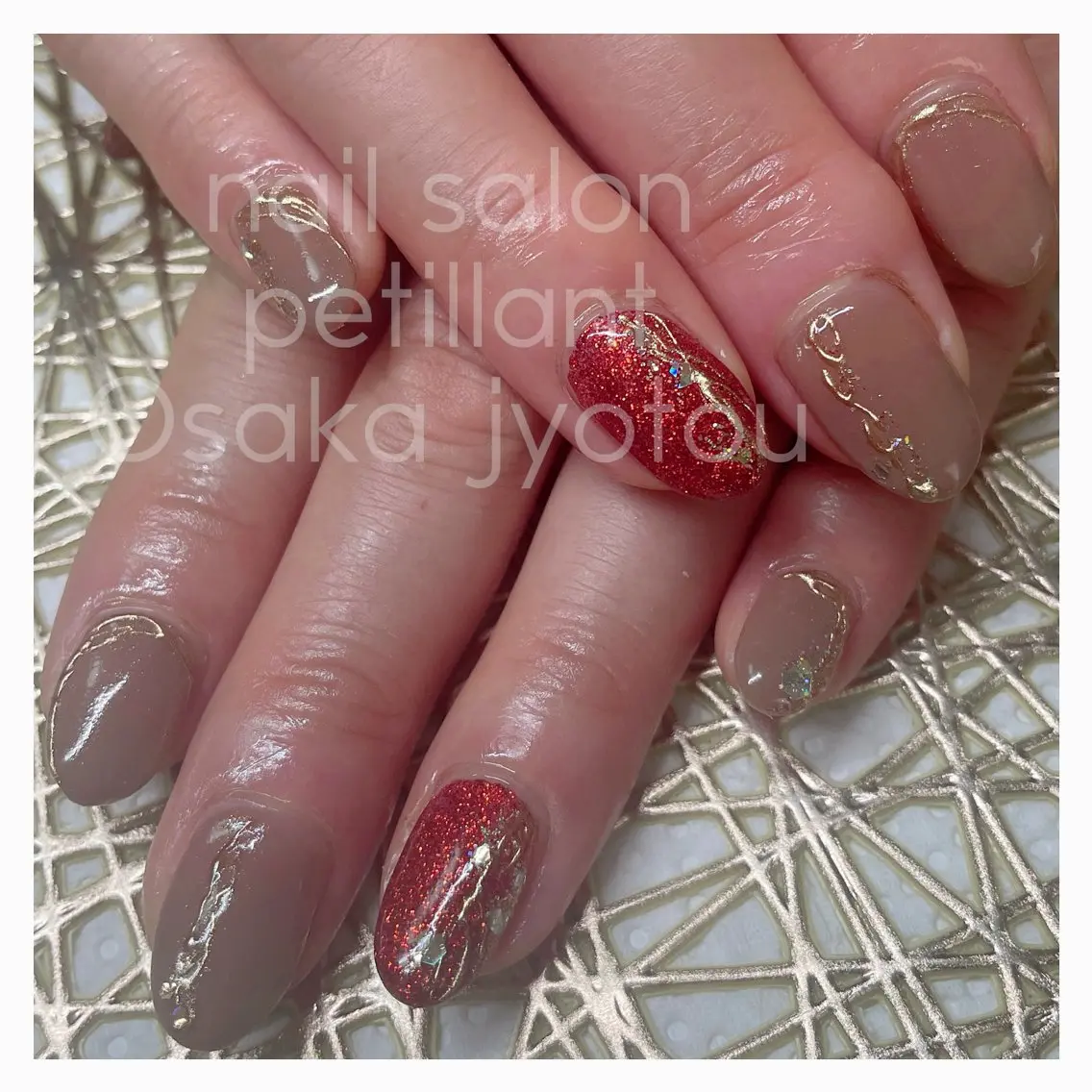 ネイル キラキラネイル 冬ネイル クリスマス nail salon petillantのネイルデザイン