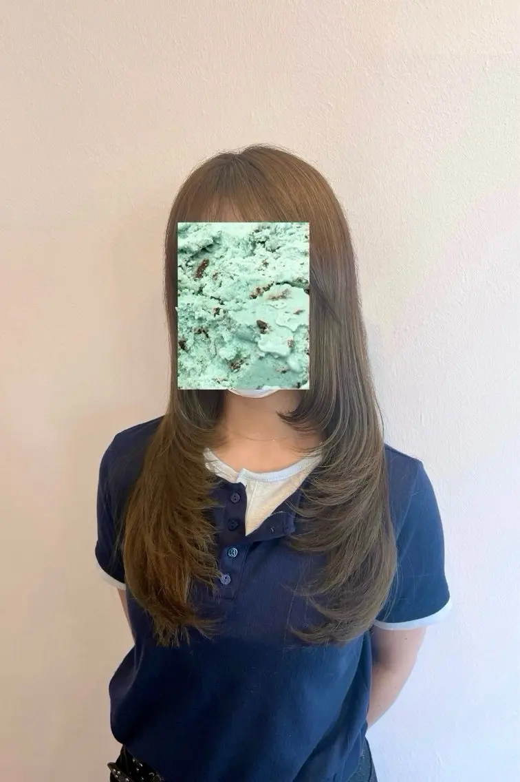 ロング ボブ ハイライト 髪質改善 レイヤーカット 縮毛矯正 カット ヘアカラー トリートメント マルタ/金沢 /透明感カラーのヘアスタイル