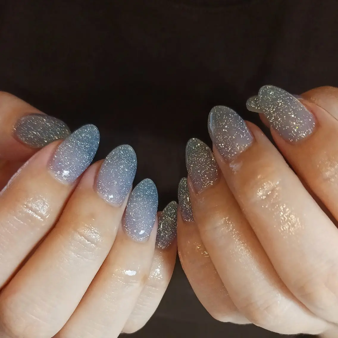 ネイル ブルー フラッシュネイル 持ち込み ワンカラーネイル シンプルネイル ハンドネイル owlnail /持込みデザイン専門のネイルデザイン