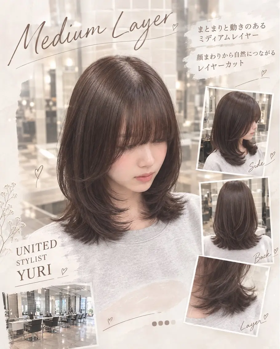 カラー カット 🫐韓国レイヤー |透明感艶髪🖤のヘアスタイル