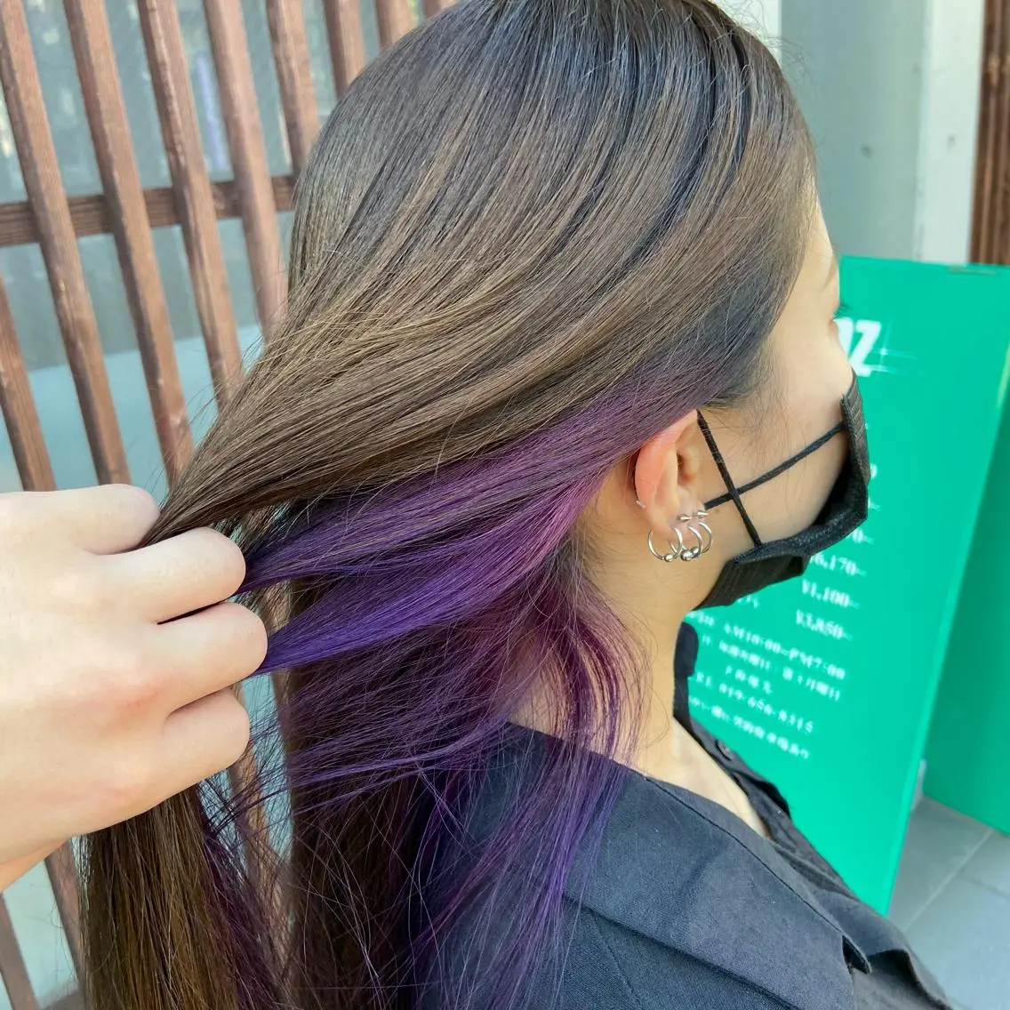 ロング カラー ブリーチ カット ヘアカラー 💜推しインナー カラー/菊池柊真💜のヘアスタイル