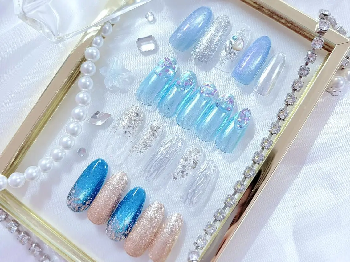 ネイル アートネイル マグネットネイル 夏ネイル ハンドネイル Noix Nailのネイルデザイン