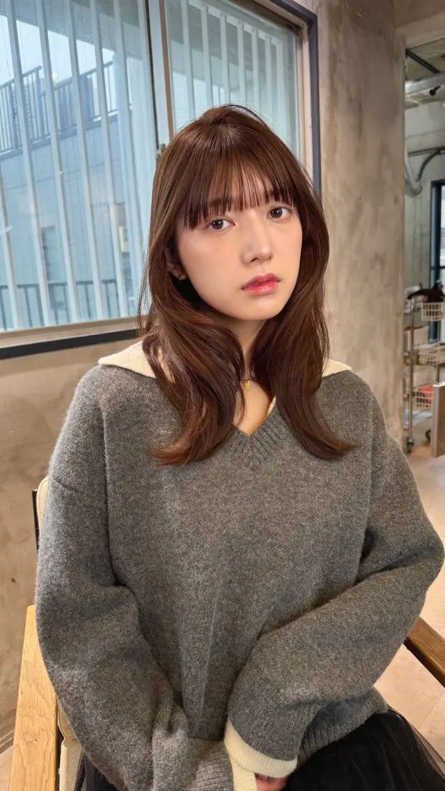 セミロング カラー ブラウンカラー ショコラブラウン レイヤーカット カット ヘアカラー トリートメント ヘッドスパ 髪質改善カラーサロン 代表　KOHEIのヘアスタイル