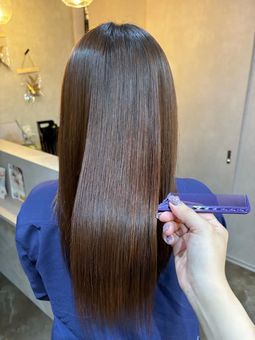ロング 縮毛矯正 縮毛矯正 トリートメント 💜髪質改善/ 艶カラー/ミナ🩷のヘアスタイル