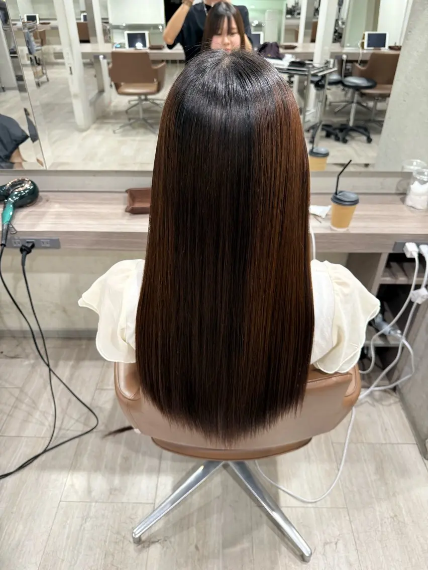 ロング パーマ カット 縮毛矯正 トリートメント 白髪率別白髪ぼかし /なおき/表参道のヘアスタイル