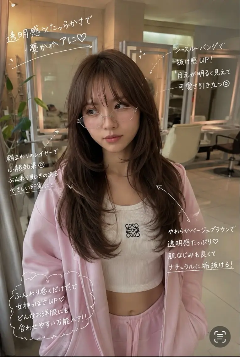 ロング カット 縮毛矯正 トリートメント レイヤー×顔周 り×髪質改善/MIUのヘアスタイル