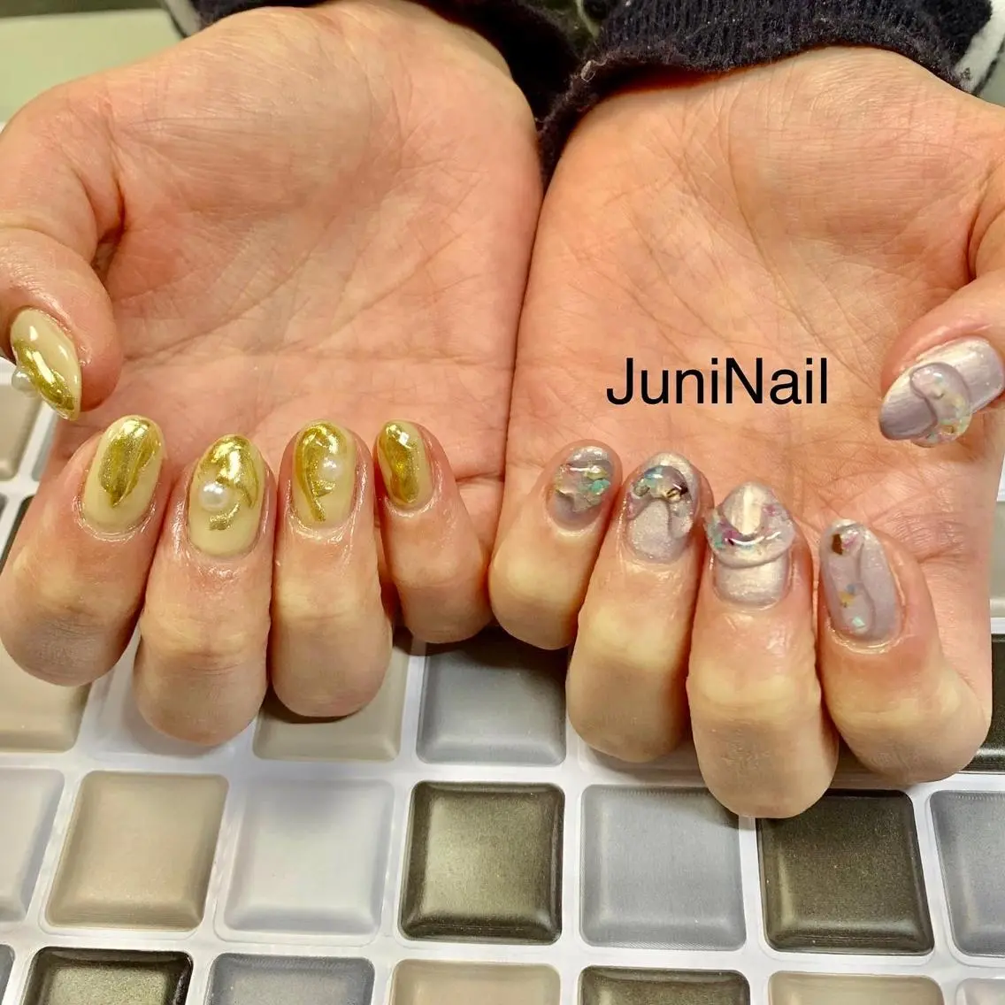 ネイル オーロラネイル クリアネイル フラッシュネイル フレンチネイル 氷ネイル・うるうるネイル ハンドネイル JuniNail 주니네일🇰🇷suのネイルデザイン