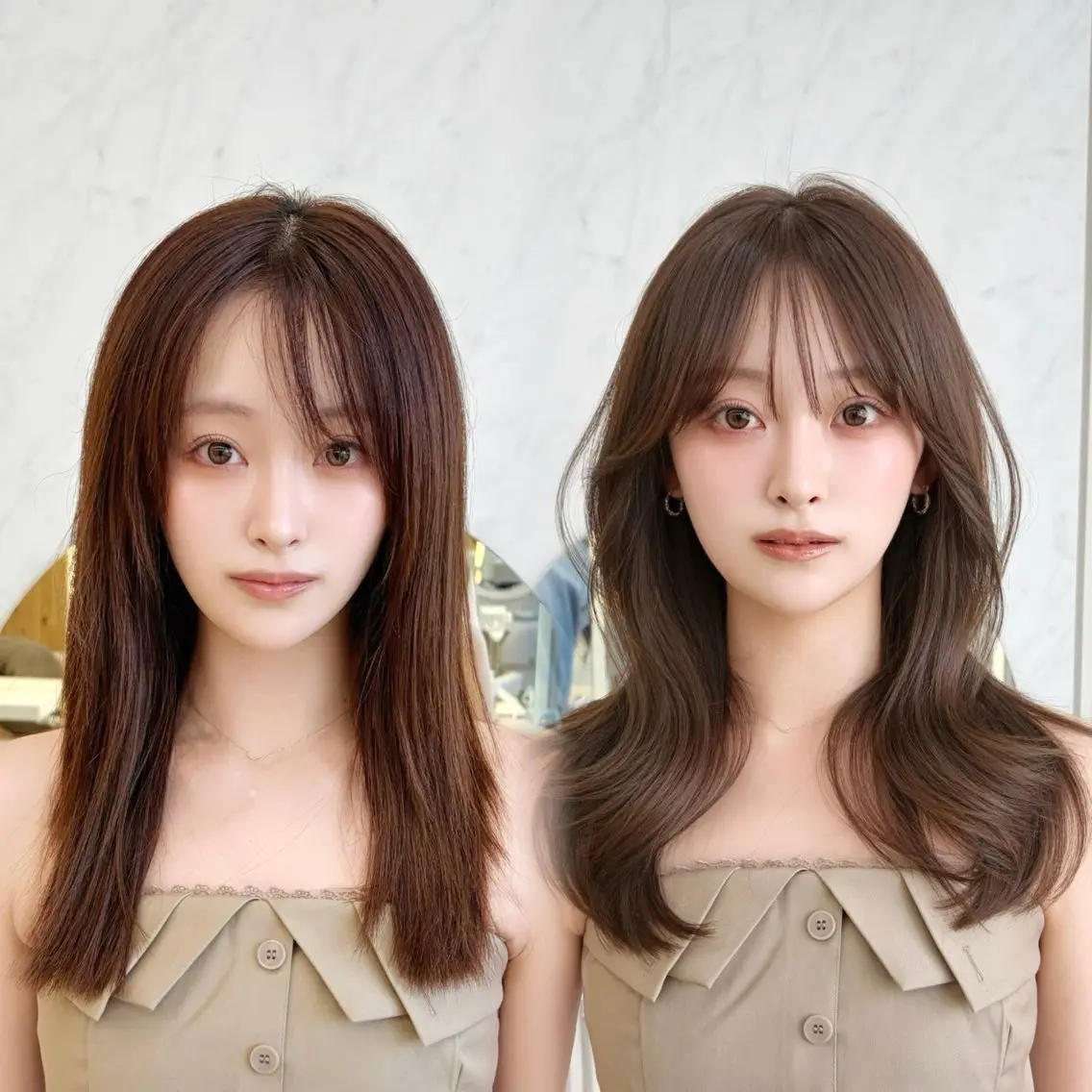 セミロング カット ヘアカラー トリートメント oto🤍×美髪× ゆるふわレイヤーのヘアスタイル