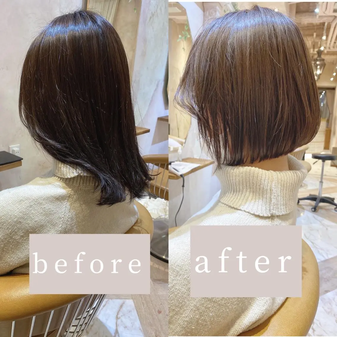 ショート カラー ボブ カット ヘアカラー トリートメント ツヤ髪になりたい方へ 🩷柴田知亜希のヘアスタイル