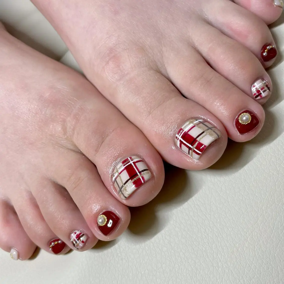 ネイル ボルドー フットネイル 持ち込み MINORI Nail&Waxのネイルデザイン
