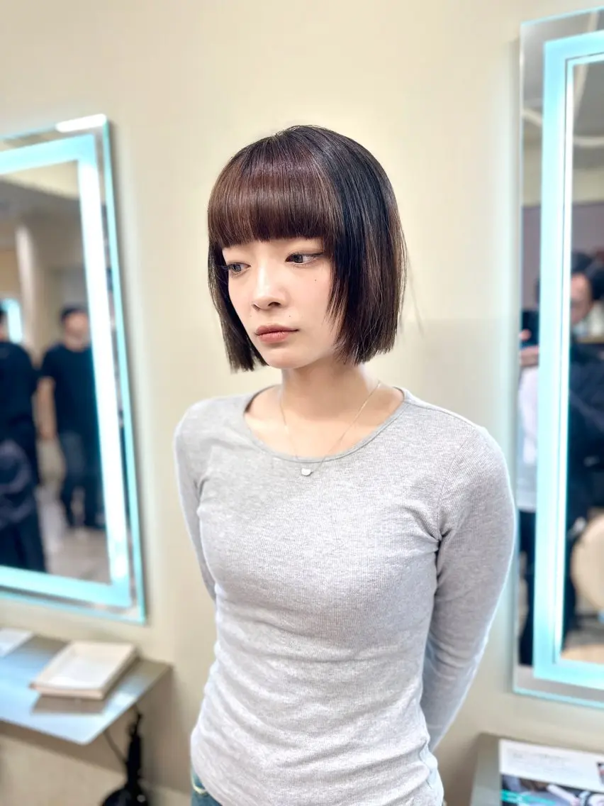 ショート カラー アディクシーカラー バレイヤージュ デザインカラー ダブルカラー グラデーションカラー opus 店長大和 レイヤー/赤み消しのヘアスタイル