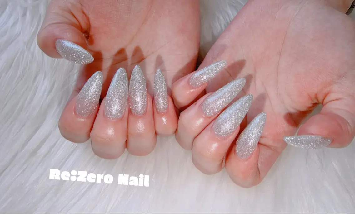 ネイル フラッシュネイル シルバー ハンドネイル Re:Ø nail 🩵TSUJIのネイルデザイン