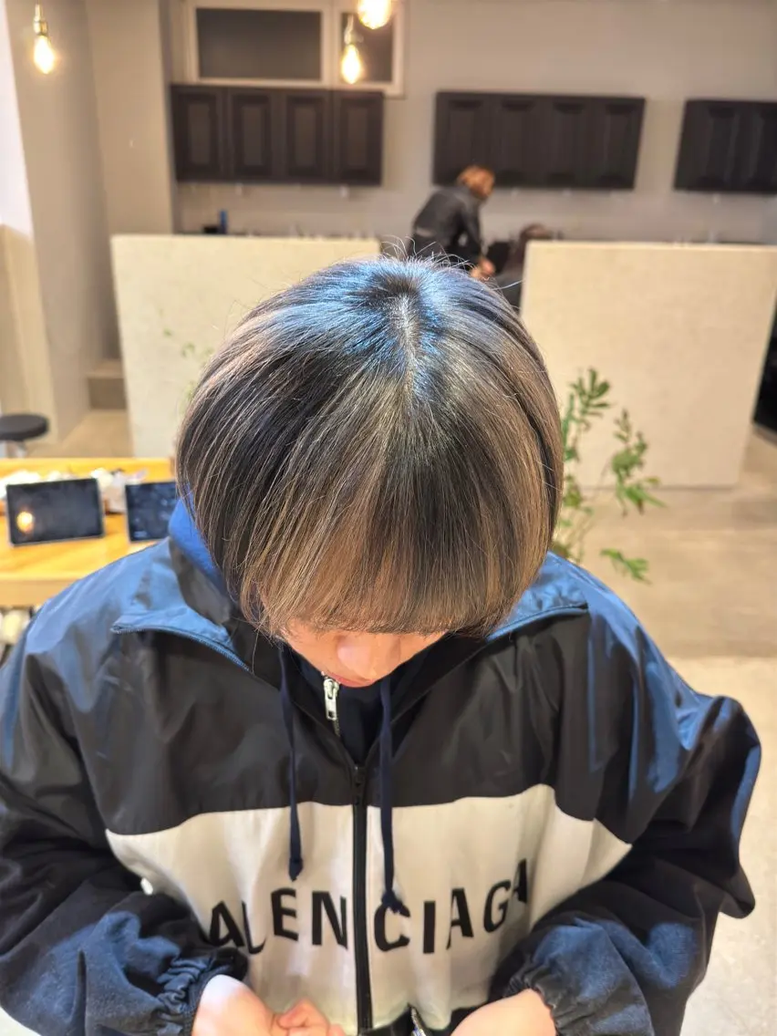 ミディアム カラー シャドウパーマ 特化うえちりくのヘアスタイル