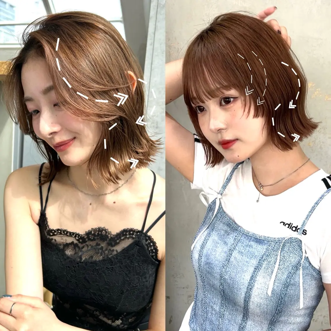 ミディアム ボブ くびれヘア 顔周りカット レイヤーカット 似合わせカット カット ヘアカラー トリートメント ボブ/くびれボブ/ 髪質改善/Ru-kaのヘアスタイル
