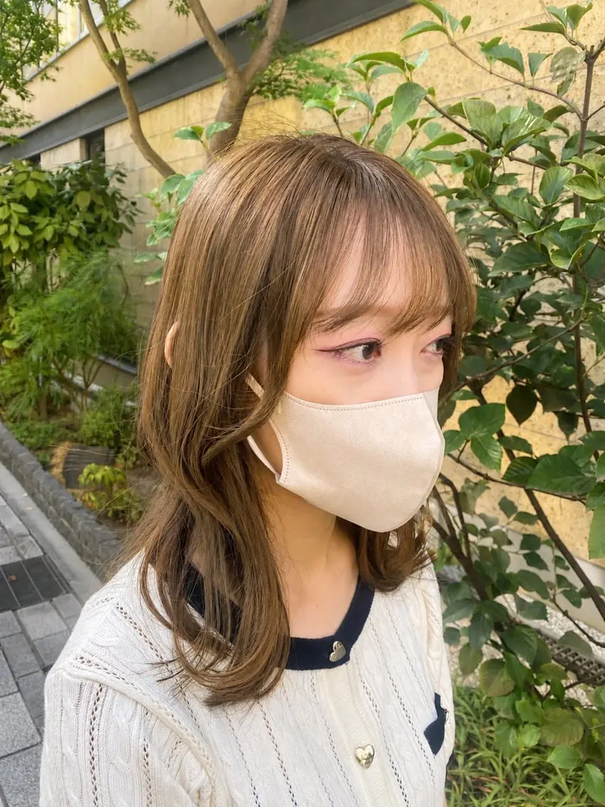 ミディアム カット ヘアカラー トリートメント 木場 真愛耶のヘアスタイル