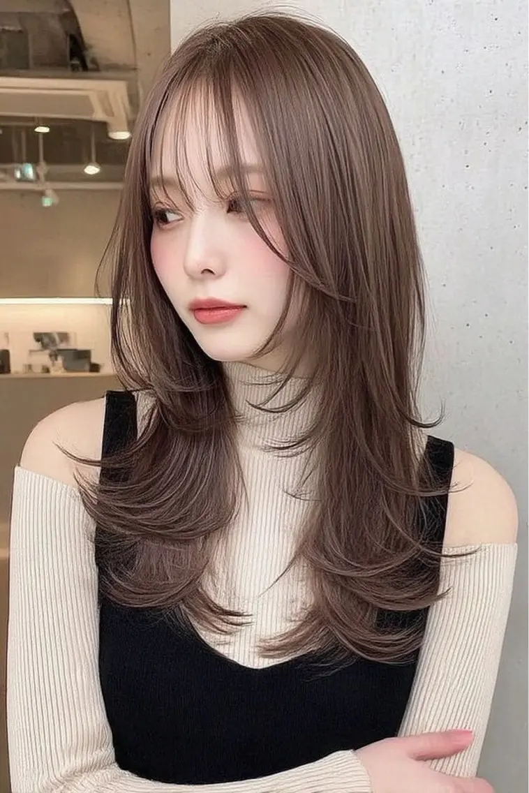 ロング カラー ヘアカラー 🍒モテ暖色カラー × うる艶✧ ゆなのヘアスタイル