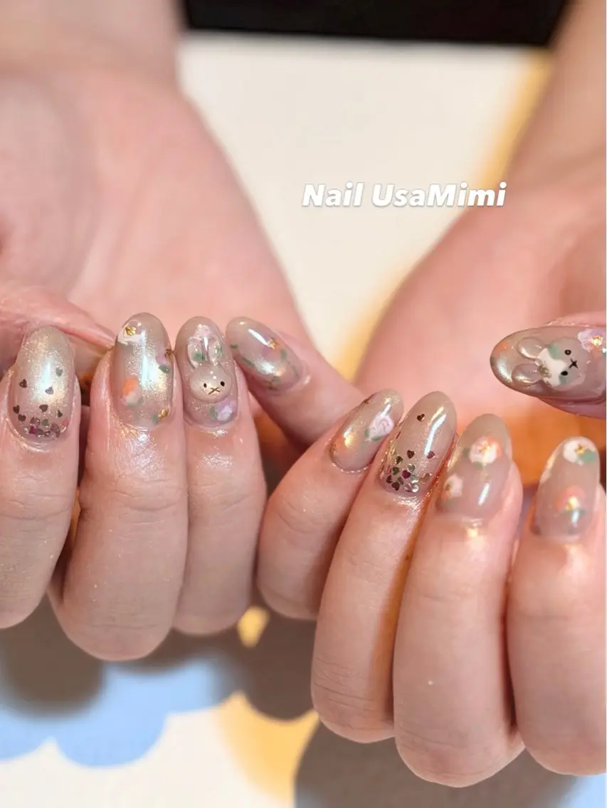 ネイル アートネイル ジェルネイル キラキラネイル オフィスネイル 春ネイル ハンドネイル Nail Usa Mimi ASAKOのネイルデザイン