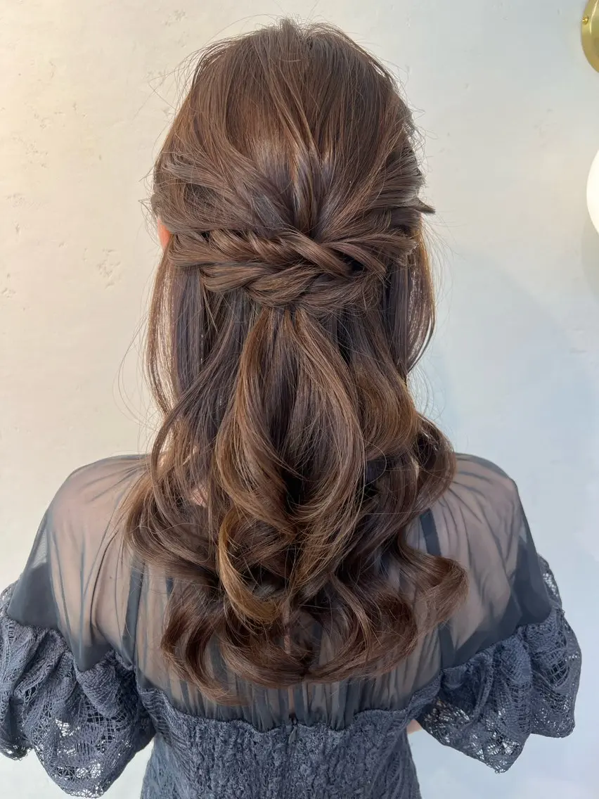 ヘアアレンジ ハーフアップ ヘアセット 大人可愛いヘアメイク 💋🧚‍♀️しずかのヘアスタイル
