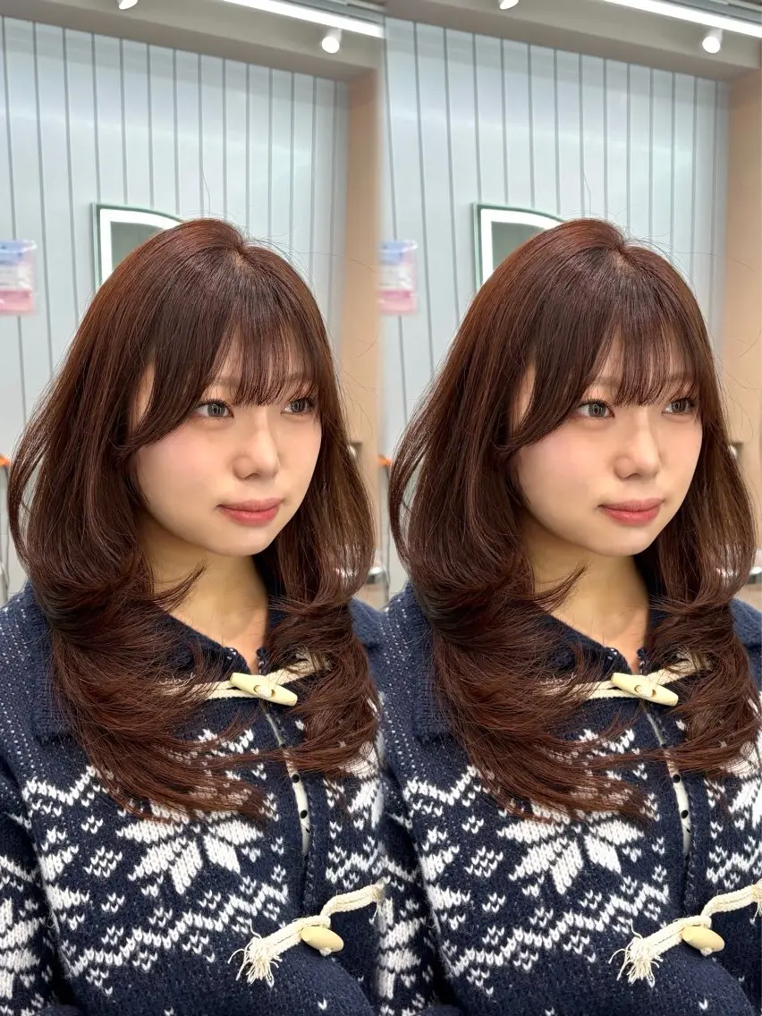 セミロング くびれヘア ハッシュカット レイヤーカット 似合わせカット カット ヘアカラー トリートメント 大宮🤍縮毛矯正 レイヤー🪽なるのヘアスタイル
