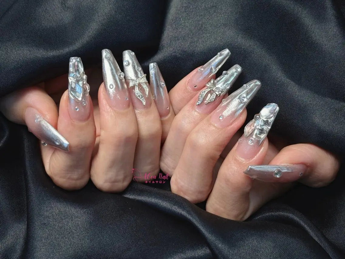 ネイル 桜ネイル 長さ出し フラワーネイル フレンチネイル ジェルネイル ハンドネイル ACon NailSalonのネイルデザイン