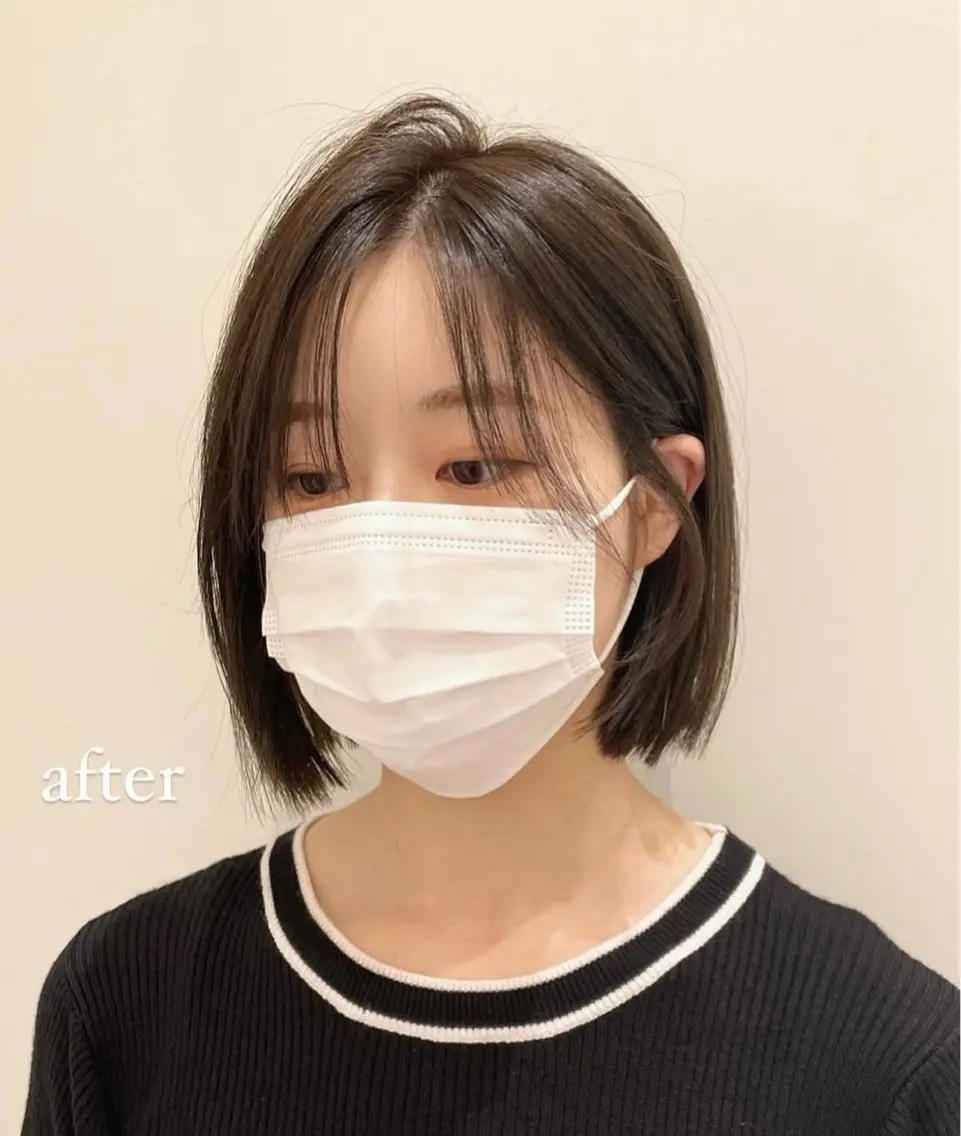 ショート ボブ 韓国風ヘア カット ❤︎︎韓国ヘア❤︎︎ 𝑺𝒉𝒊𝒉𝒐のヘアスタイル