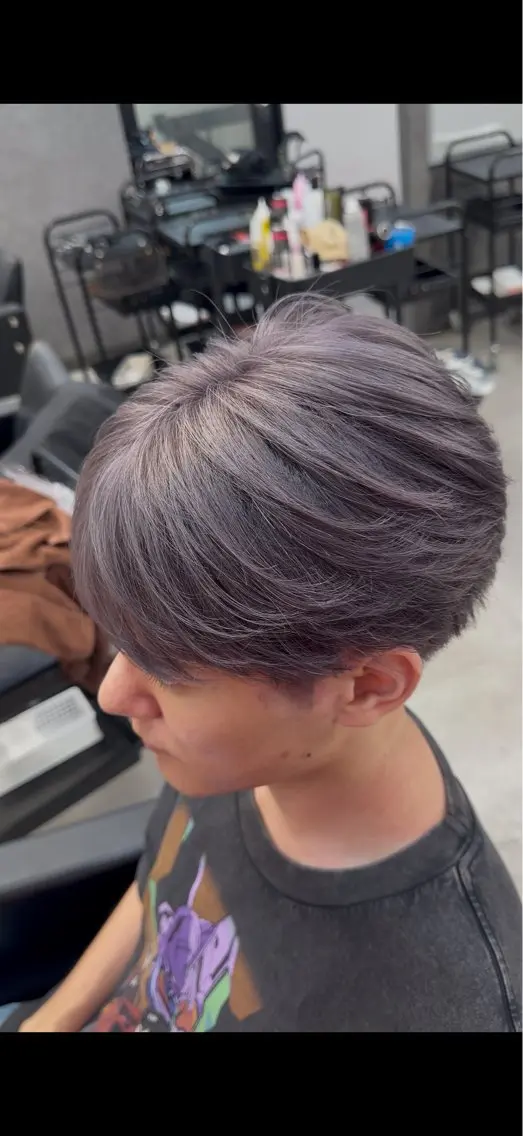 ショート カラー メンズ メンズブリーチ ブリーチ グレージュ ラベンダーカラー ラベンダーグレージュ カット ヘアカラー トリートメント コウキ 渋谷/ メンズパーマ特化🌀のヘアスタイル