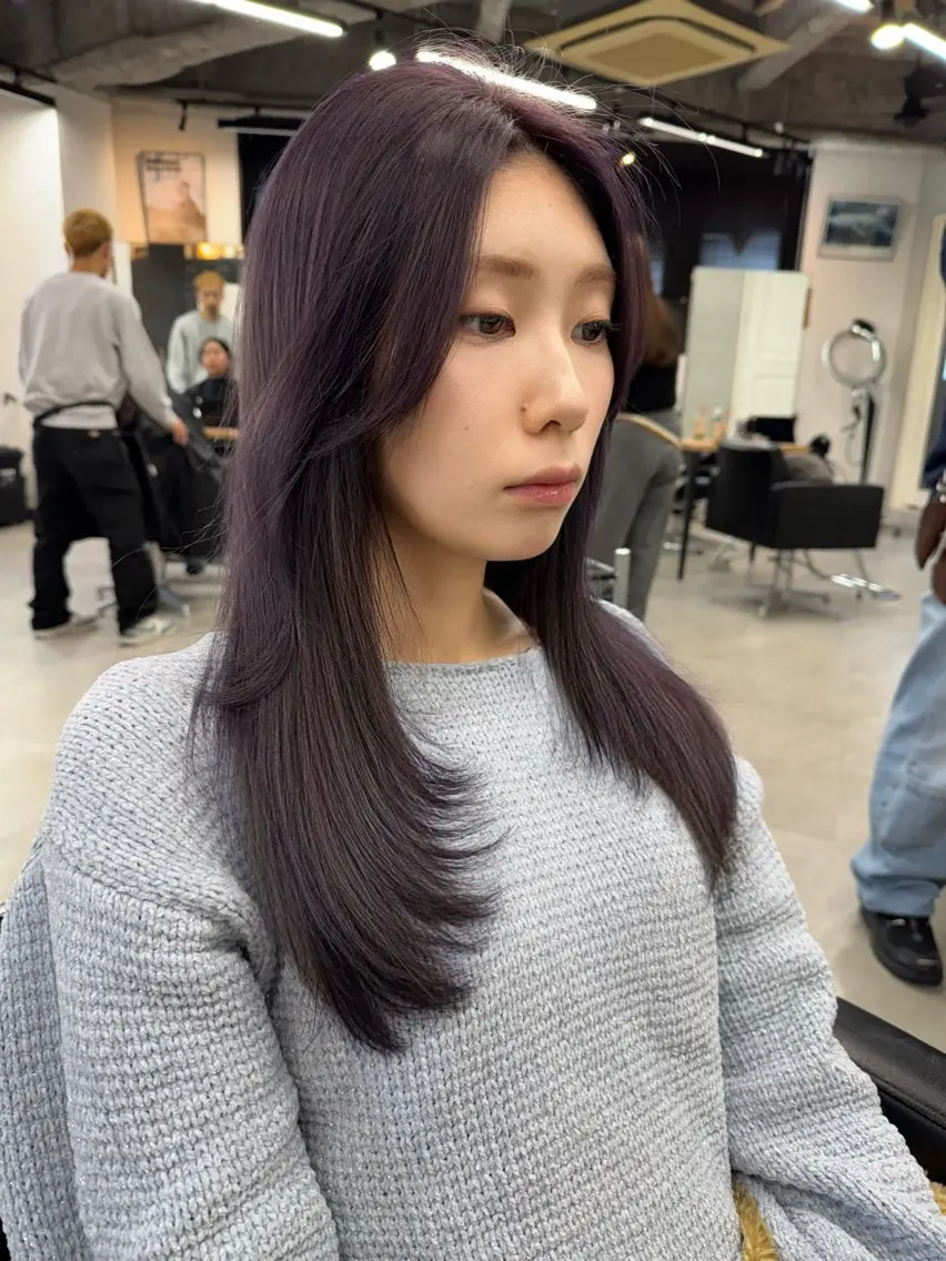 ロング カラー ラベンダーカラー レイヤーカット カット ヘアカラー トリートメント ブリーチダブルカラー ハイライト/山本喜熙のヘアスタイル