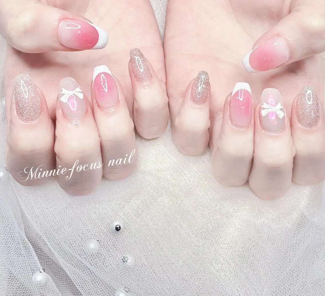 ネイル チークネイル フレンチネイル 持ち込み シンプルネイル 春ネイル 🧸Luvia nail✨のネイルデザイン
