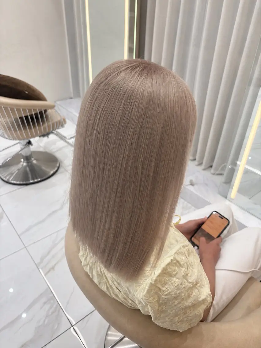 セミロング カラー ヘアカラー トリートメント 透明感カラー/ ダブルカラー/まなやのヘアスタイル