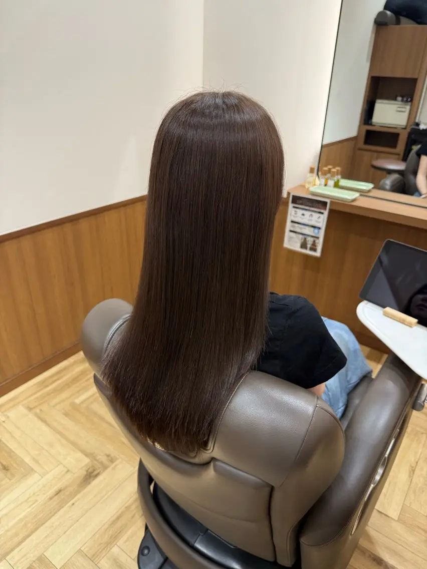 ロング 縮毛矯正 ヘアカラー 雨宮花果/国立 透明感カラーのヘアスタイル