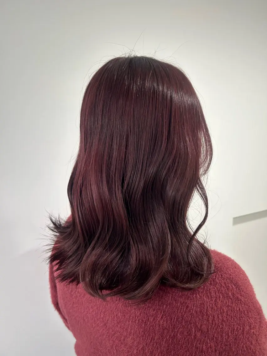セミロング カラー カット 縮毛矯正 愛結 暖色カラー🎀🩰のヘアスタイル
