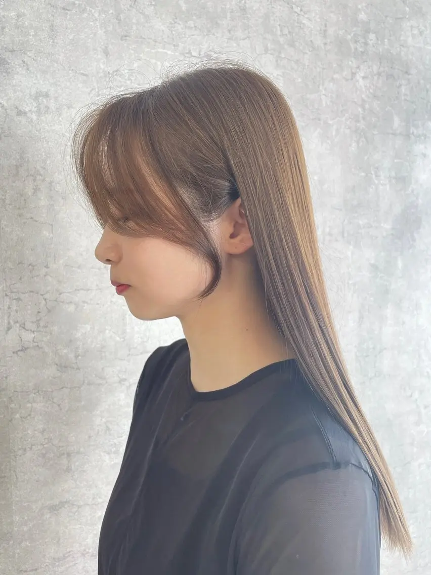 セミロング 顔まわりレイヤー 顔周りカット 姫カット 髪質改善 韓国風ヘア カット トリートメント トレンド韓国レイヤー 🇰🇷のんのヘアスタイル