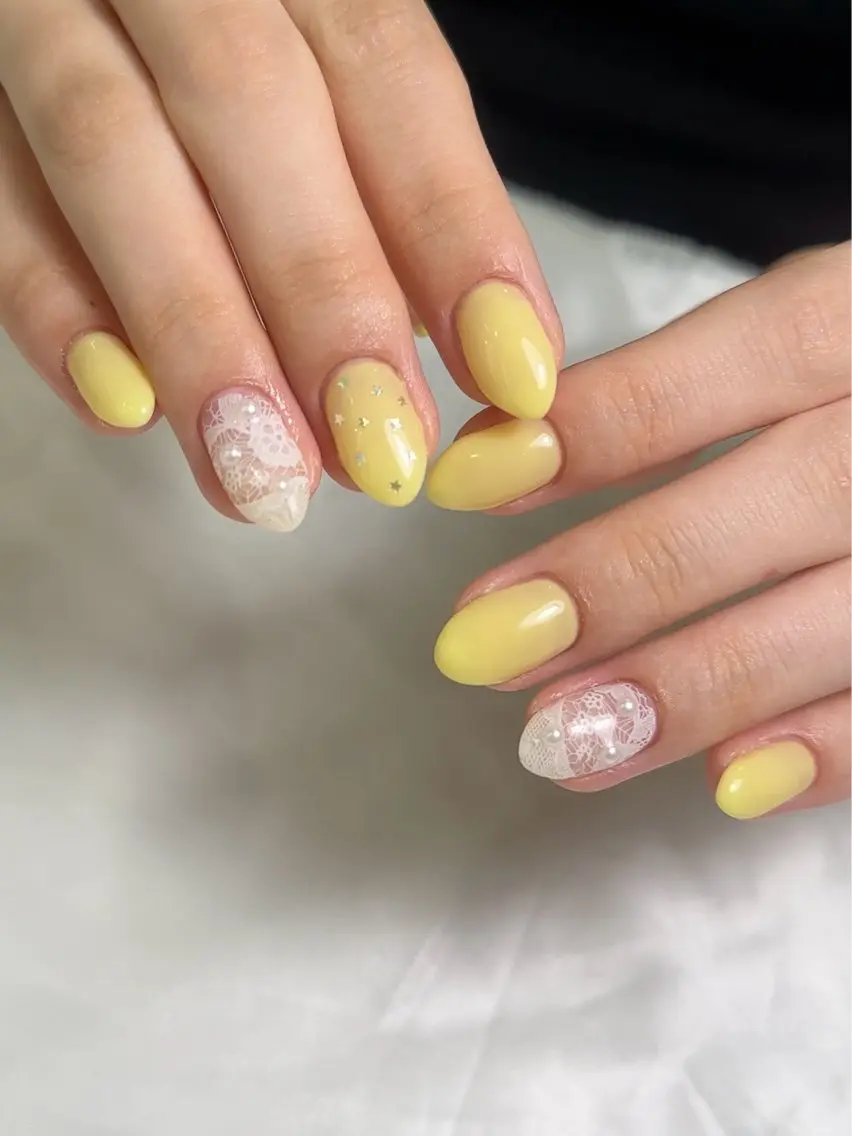 ネイル 黄色 ハンドネイル Monart -deux- もえのネイルデザイン