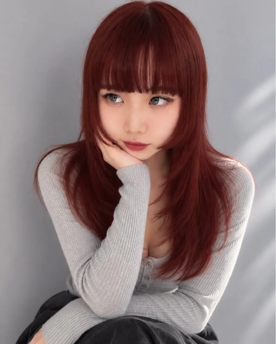 セミロング カラー ピンクカラー レイヤーカット カット ヘアカラー Grow by NYNY 打越裕樹のヘアスタイル