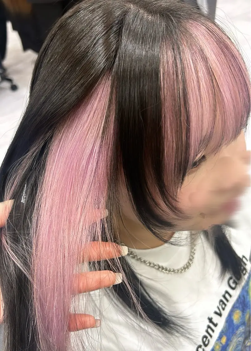 ミディアム カラー イヤリングカラー ピンクカラー 🫧💞ハイトーン 瀧田 菜々花🦄🫧のヘアスタイル